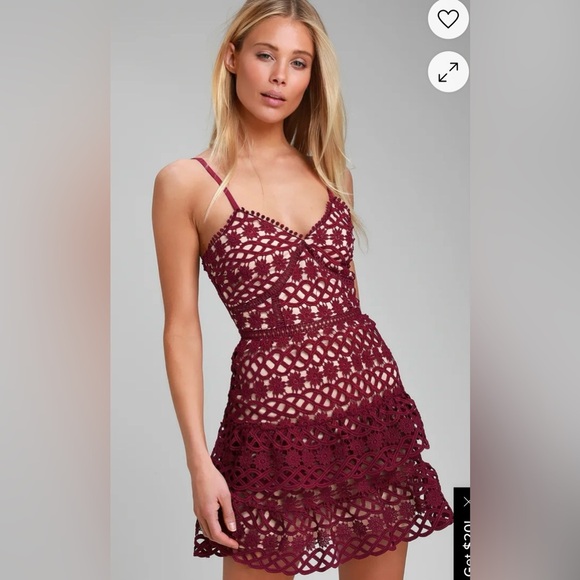 Lulus‎ Beauty and Lace Plum Purple Crochet Lace Mini Dress Cocktail Formal - Picture 1 of 12